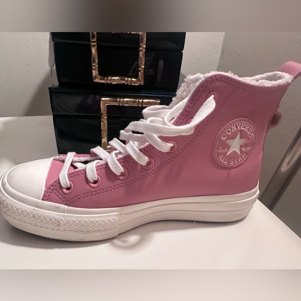 Converse ‘All Star Chuck Taylor Pink Lift Hi Platform’ Leather Sneaker Size 8.5